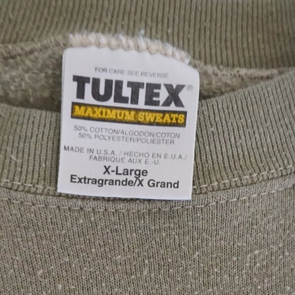 Vintage '90s Tultex Olive Green Embroidered New York Wolves Crewneck sweater XL - Picture 4 of 10